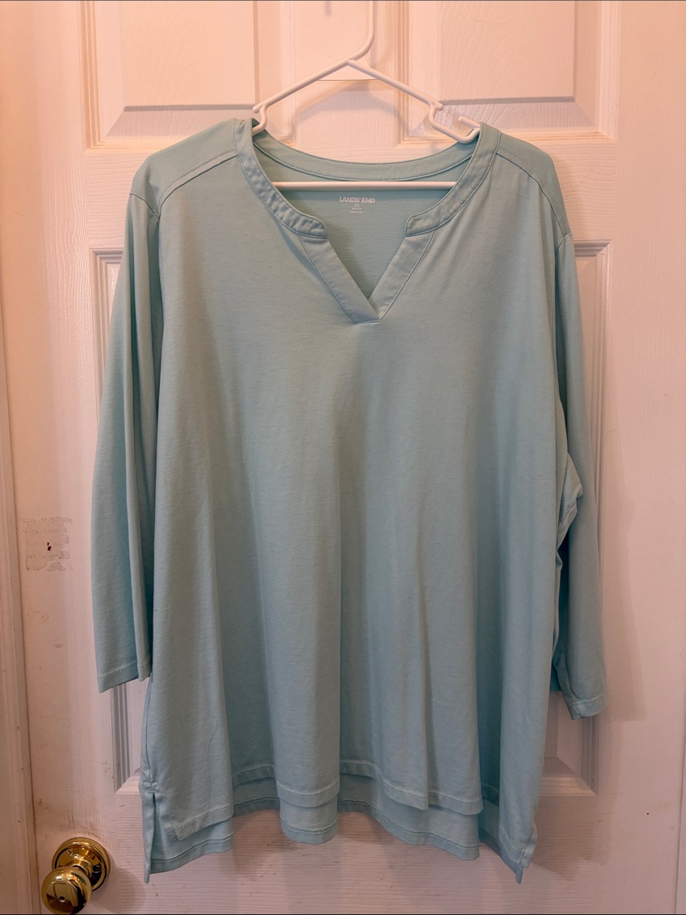 Lands' End Light Mint Split V-Neck Long Sleeve Tunic
